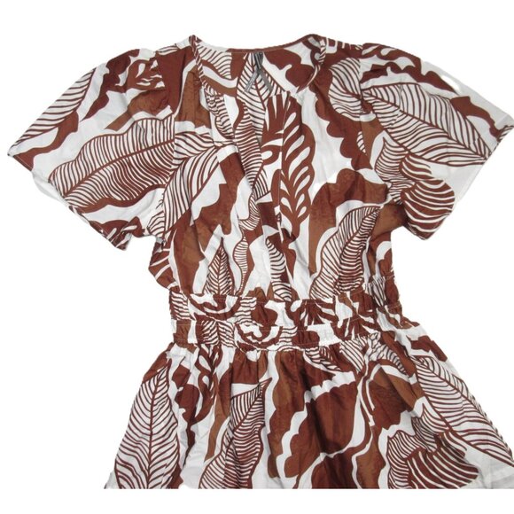 NWT Anthropologie Somerset Maxi in Cedar Floral Leaf Cotton Tiered Dress 3X - Picture 6 of 9